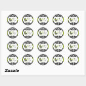 Chic Green Polka Dot Damask Stickers (Blatt)