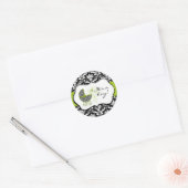 Chic Green Polka Dot Damask Stickers (Umschlag)