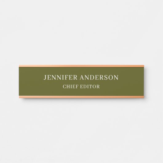 Chic Green Professional Modern Plain Minimalist Türschild (Vorderseite )