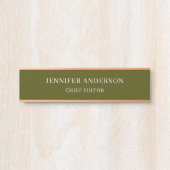 Chic Green Professional Modern Plain Minimalist Türschild (Vorderseite )