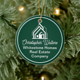 Chic Green Real Estate Company Customized Realtor Keramik Ornament