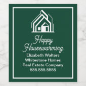 Chic Green Real Estate Company Customized Realtor Weinetikett (Einzelnes Label)