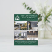 Chic Green Real Estate Company Home Listing Postkarte (Stehend Vorderseite)