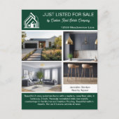 Chic Green Real Estate Company Home Listing Postkarte (Vorderseite)