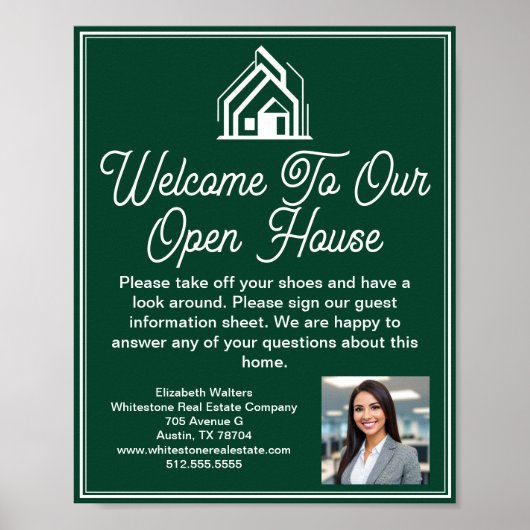 Chic Green Real Estate Company Open House Welcome Poster (Vorne)
