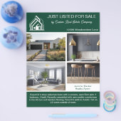 Chic Green Real Estate Home Listing 2 Sided Modern Flyer (Einzeln)
