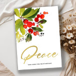 CHIC GREEN RED BERRIES WATERCOLOR CHRISTMAS PEACE FEIERTAGSKARTE<br><div class="desc">Für weitere Anpassungen oder andere passende Artikel kontaktieren Sie mich bitte unter yellowfebstudio@gmail.com</div>