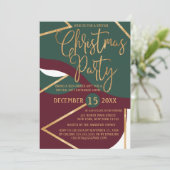 Chic Green Red Gold Glitzer Geo Party Einladung (Stehend Vorderseite)