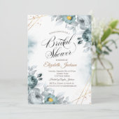 Chic Green Rose Brautparty Einladung (Stehend Vorderseite)