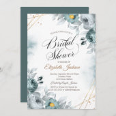 Chic Green Rose Brautparty Einladung (Vorne/Hinten)