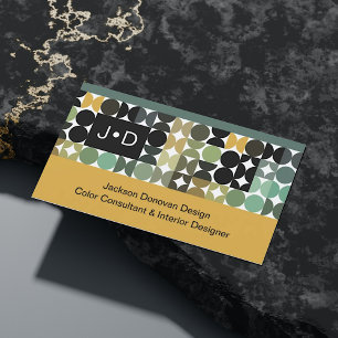 Chic Green Schwarz-weiß Brown Retro Art Muster Visitenkarte