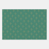 Chic Green Taupe Ivory | Gold Snow Star Weihnachte Geschenkpapier Set (Vorderseite)