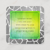 Chic Green Textur Graues Muster Quadratische Visitenkarte (Rückseite)