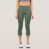 Chic Green Texture Capri Active-wear Leggings (Vorderseite)