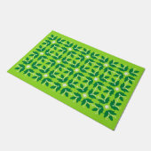 Chic Green Tile Blume Muster große Tor Mat Fußmatte (Schrägansicht)