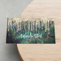 Chic green türkise Gold Glitzer Tropfen monogramm