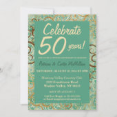 Chic Green und Gold 50 Jahre Anniversary Einladung (Vorderseite)