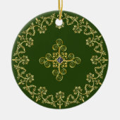Chic Green und Gold Keramik Ornament (Vorne)