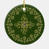 Chic Green und Gold Keramik Ornament (Hinten)
