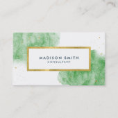 Chic Green Watercolor Imitats Gold Business Card Visitenkarte (Vorderseite)