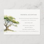 Chic Green Watercolor Oak Tree Hochzeitsempfang Begleitkarte (Vorderseite)
