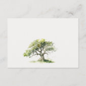 Chic Green Watercolor Oak Tree Hochzeitsempfang Begleitkarte (Rückseite)