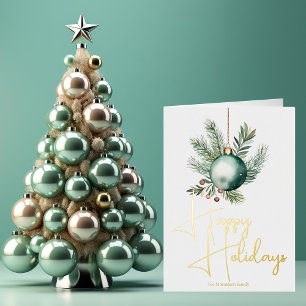 Chic Green Watercolor Weihnachtsschmuck Gold