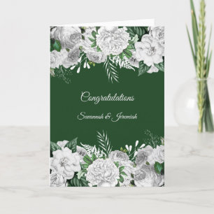 Chic Green White Floral Herzlichen Glückwunsch Hoc Karte