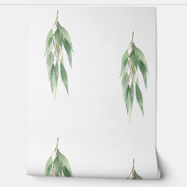 Chic Green White Natural Eucalyptus Blätter Tapete