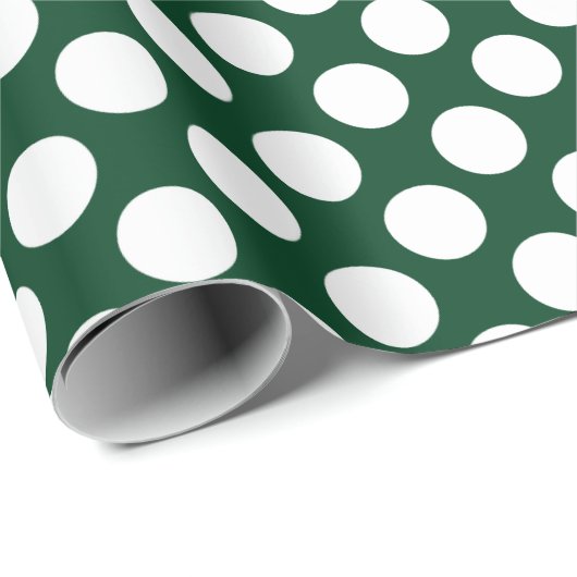Chic Green & White Polka Dot Pattern Geschenk Geschenkpapier (Rolleneckpunkt)