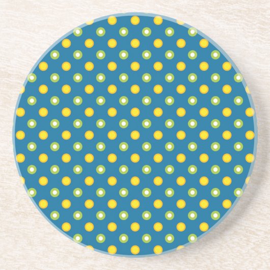 Chic Green Yellow Polka Dots Sandstone Untersetzer (Vorne)