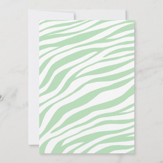 Chic Green Zebra Print Baby Shower Einladungen (Rückseite)