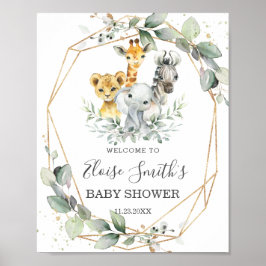 Chic Greenerenery Jungle Animals Baby Dusche Willk Poster