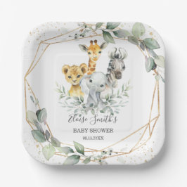 Chic Greenerenery Jungle Animals Baby Shower Gebur Pappteller