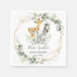 Chic Greenerenery Jungle Animals Baby Shower Gebur Serviette