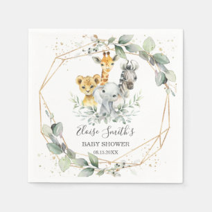 Chic Greenerenery Jungle Animals Baby Shower Gebur Serviette