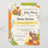 Chic Greenerity Woodland Animals Baby Shower Fores Einladung (Vorne/Hinten)