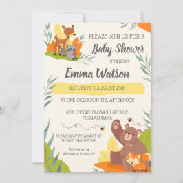 Chic Greenerity Woodland Animals Baby Shower Fores Einladung