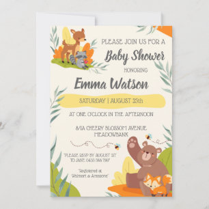 Chic Greenerity Woodland Animals Baby Shower Fores Einladung