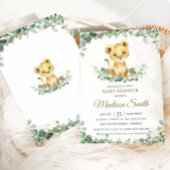 Chic Greenery Adorable Lion Cub Boy Baby Dusche Einladung