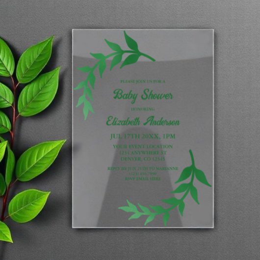 Chic Greenery Baby Shower Acryleinladungen