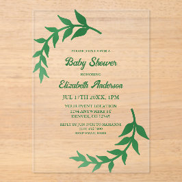 Chic Greenery Baby Shower Acryleinladungen