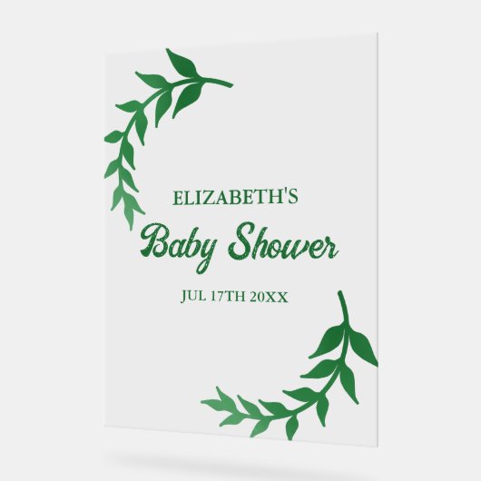 Chic Greenery Baby Shower Acrylschild (Winkel)