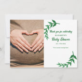 Chic Greenery Baby Shower Dankeskarte (Vorderseite)