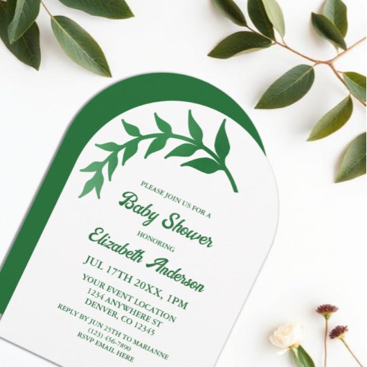 Chic Greenery Baby Shower Einladung