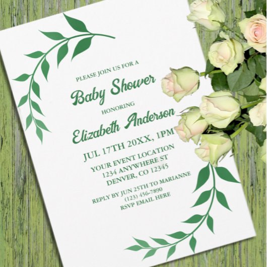 Chic Greenery Baby Shower Einladung