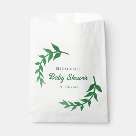Chic Greenery Baby Shower Geschenktütchen (Vorderseite)