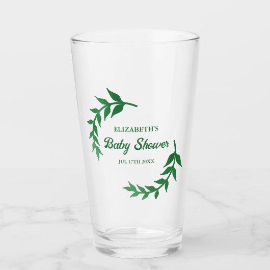Chic Greenery Baby Shower Glas (Vorderseite)