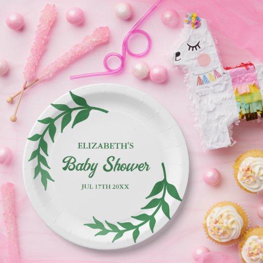 Chic Greenery Baby Shower Pappteller (Party)