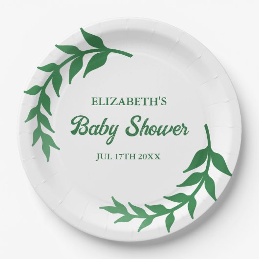 Chic Greenery Baby Shower Pappteller (Vorderseite)